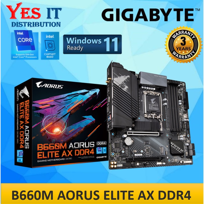 GIGABYTE B660M AORUS ELITE AX DDR4 LGA1700 MOTHERBORD เท่านั้น