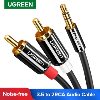 ugreen 3 . 5 มม. to 2rca อุปกรณ์สายเคเบิ้ลเสียง hifi stereo y splitter สายเคเบิ้ล