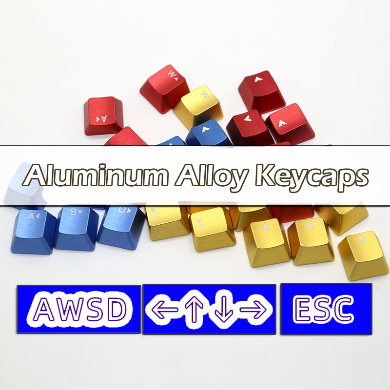 Aluminum Alloy-Arrow-WASD-ESC Keycap Artisan Metal Custom Keycaps for Cherry MX Mechanical Gaming Ke