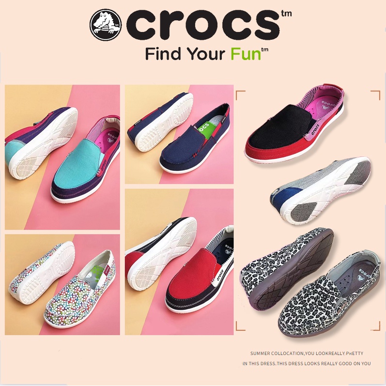 CROCS Santa Cruz Downtime Slip-On รองเท้าลำลองสตรี/รองเท้าผ้าใบ