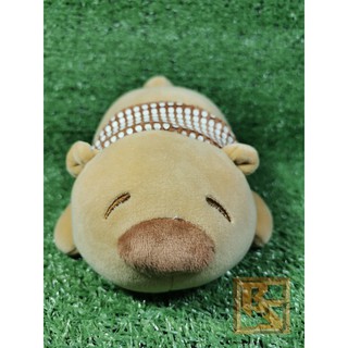 ตุ๊กตา Doll​ หมี Bear นอน มีผ้าพันคอ สีน้ำตาล