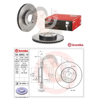 09 8953 11 จานเบรค ล้อ F (ยี่ห้อ BREMBO) รุ่น UV FORD Escape 2.0 2.3 3.0 ปี 2001-&gt;