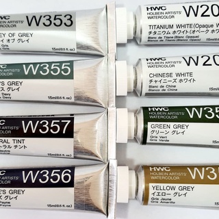 สีน้ำโฮลเบน (โฮลุเบน) เฉดสี สีเทา-สีขาว Series A-B-C-D-E-F 15/60มล Holbein artist watercolor Grey-White shade 15/60ml