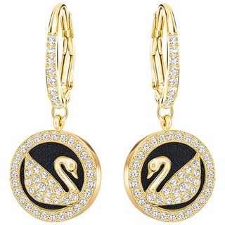 Swarovski ต่างหูคริสตัลเปลือกหอยหงส์กลม黄金鹅耳环