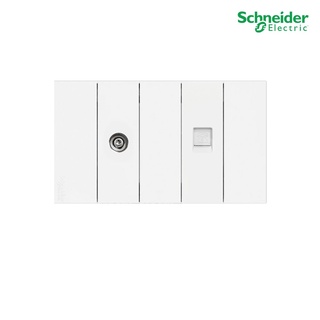 Schneider Electric : ชุดเต้ารับทีวี 75 โอห์ม + เต้ารับโทรศัพท์ 6 ขา 4 สาย สีขาว | AvatarOn A - ชไนเดอร์ | PlugOn