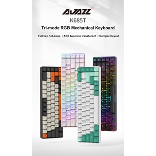 Ajazz คีย์บอร์ด gaming Keyboard K685T Hotswap 3 โหมด มีสาย/บลูทูธ/2.4G ไร้สาย mechanical keyboard RGB Backlit