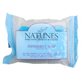 🌟 สบู่เปปเปอร์มินท์ สำหรับทำความสะอาด หน้าและคอ เนทูนส์ NATUNES PEPPERMINT NATURE SOAP 100กรัม