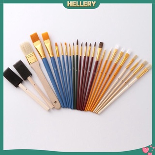 25x Nylon Hair Sponge Artist Paint Brush Set Acrylic Oil Watercolor Painting