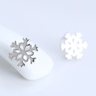 Silver เงิน 925 Earrings ต่างหู Women ผู้หญิง Snow Korea Girl แต่งตัว WE5R