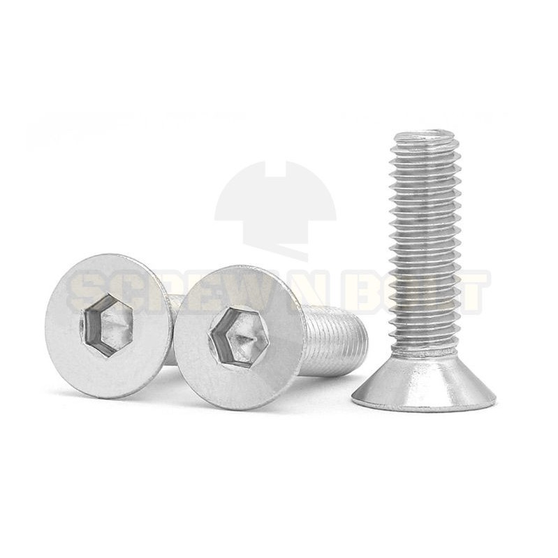 น็อต สกรู หัวจม เตเปอร์ สแตนเลส 304 เกลียวมิล หยาบ M5 /Flat Head Hexagon Socket Machine Screw SUS304 - รูปที่ 7