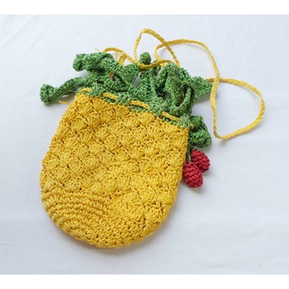 Pineapple Size 8" x 9" สีเหลือง/เขียว มือสอง