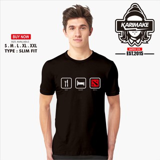 เสื้อยืด พิมพ์ลายเกม Eat SLEEP PLAY DOTA Game สําหรับผู้ชายสามารถปรับแต่งได้