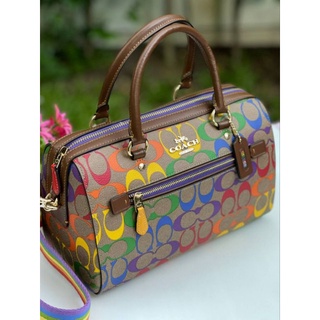 New coach Rowan Satchel In Rainbow Signature Canvas10.5 นิ้ว