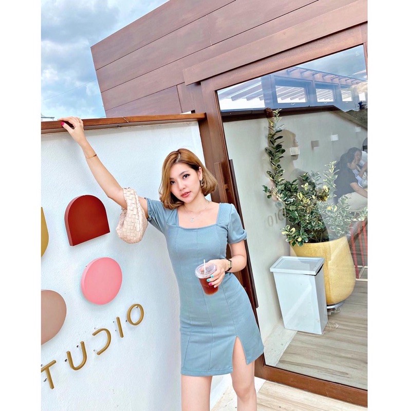 เดรสสีเทาอมฟ้า จากร้าน YQkoreanshop