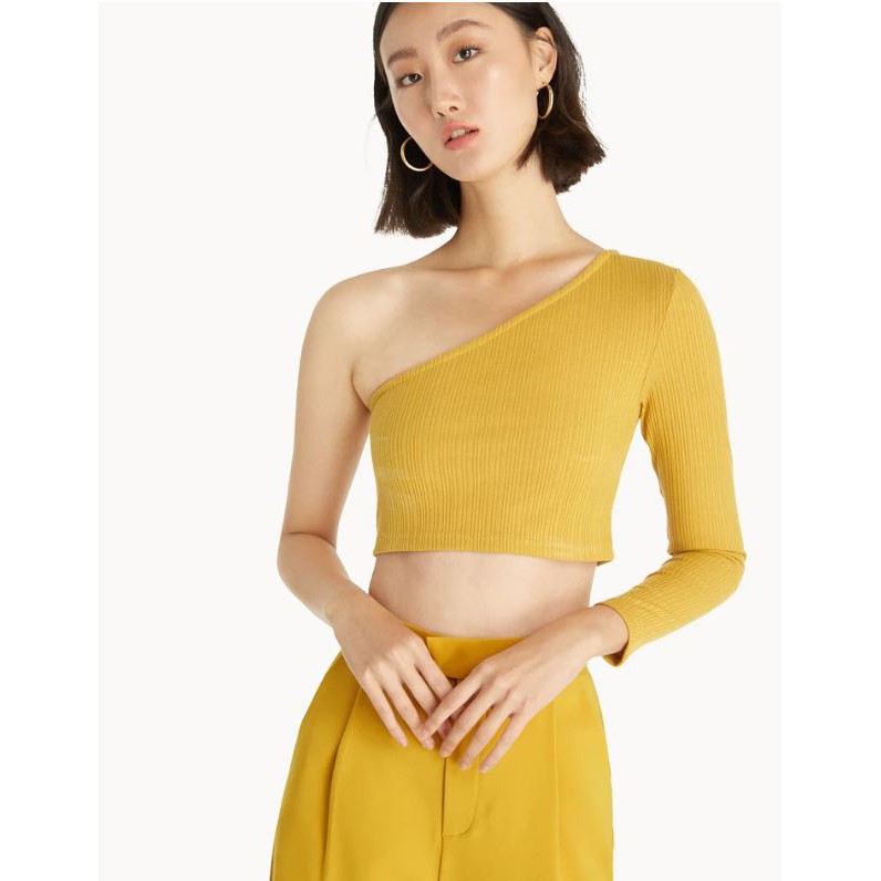 เสื้อปาดไหล่สีเหลือง Pomelo Shopee Thailand