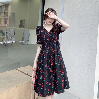 cherry dress 🍒 เดรสทำงาน ใส่เที่ยว แบบผ้าเกาหลีลายผ้าในตัว งานพรีเมียมนำเข้า ผ้าพริ้วใส่สบายสวยมากก