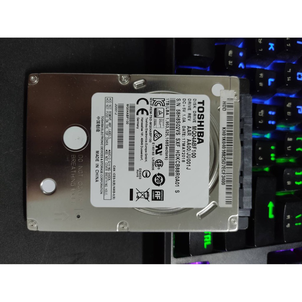 HDD Toshiba 2.5" 1 TB B.128 MB SATA3 (MQ04ABF100) สภาพดีใหม่ทุกตัว รุ่นบางสลิม ผ่านการเทสทุกตัว **มื