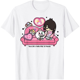 เสื้อยืดผ้าฝ้ายพรีเมี่ยม เสื้อยืด พิมพ์ลาย Toca Life x Hello Kitty &amp; Friends MY MELODY