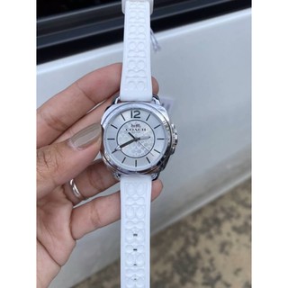 Coach, Boyfriend, Womens Watch, Stainless Steel Silver Case, Silicon Strap, Quartz รหัส 14503145 สายยางซิลิโคน สีขาว