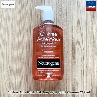 Neutrogena® Oil-Free Acne Wash Pink Grapefruit Facial Cleanser 269 ml นูโทรจีนา คลีนเซอร์ สำหรับผิวที่เป็นสิว