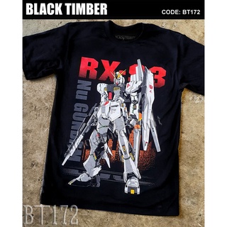 Gundam RX-93 เสื้อยืด สีดำ BT Black Timber T-Shirt ผ้าคอตตอน สกรีนลายแน่น S M L XL XXL