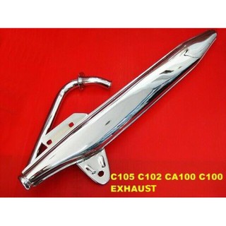 HONDA C105 C102 CA100 C100 EXHAUST &amp; HEADER VERY SET "GOOD QUALITY" // ท่อไอเสีย เหล็กชุบ HONDA C105 C102 CA100 C100