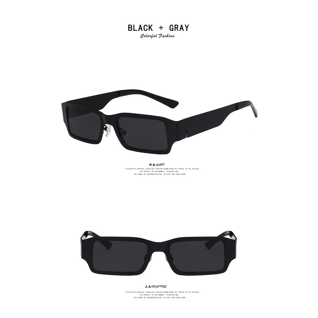 แว่นกันแดด ทรงสี่เหลี่ยม กรอบโลหะ ขนาดเล็ก กัน UV400 สไตล์ฮิปฮอป คุณภาพสูง - รูปที่ 7