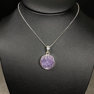 จี้หินเงินแท้ ดรูซี่ อเมทิสต์ (Raw Amethyst Druzy Pendant with 925 Silver)