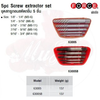 FORCE ชุดสกรูถอนสตัดถชิ้น 5 ชิ้น 5pc Screw extractor set