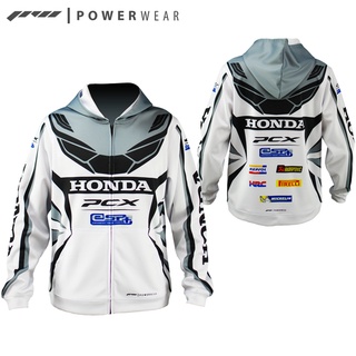 เสื้อมอเตอร์ไซค์มีฮู้ด PWS62 : HONDA PCX White