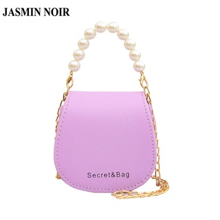 Jasmin NOIR กระเป๋าสะพายไหล่ หนัง PU ประดับมุก แฟชั่นสําหรับสตรี