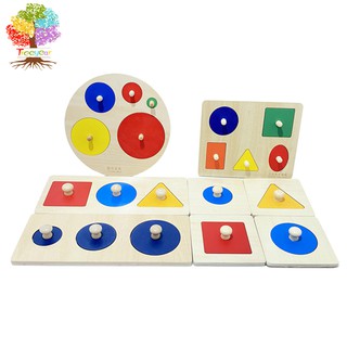 Wooden Puzzles Geometric Toy Hand Grabbing Puzzles Shape Color Recognition Board Block