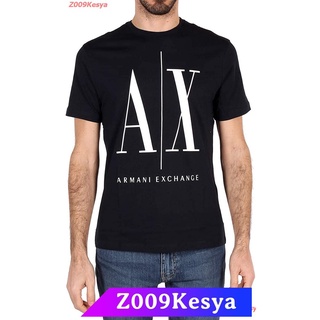 Z009Kesya เสื้อยืดสีพื้นคอกลม Crewneck T-shirt That Includes Large Armani Exchange Logo From The 90s. sale Armani Excha