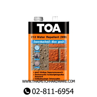 TOA (ทีโอเอ) 213 วอเตอร์ รีเพลแลนท์ (สูตรน้ำ) เคลือบใสกันซึม ป้องกันคราบเชื้อรา ตะไคร่น้ำ