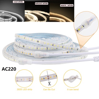 แถบไฟ LED SMD SMD2835 1 เมตร 2 เมตร 3 เมตร 4 เมตร 5 เมตร 220 โวลต์ ยืดหยุ่น กันน้ํา สีขาวอบอุ่น สําหรับกลางแจ้ง