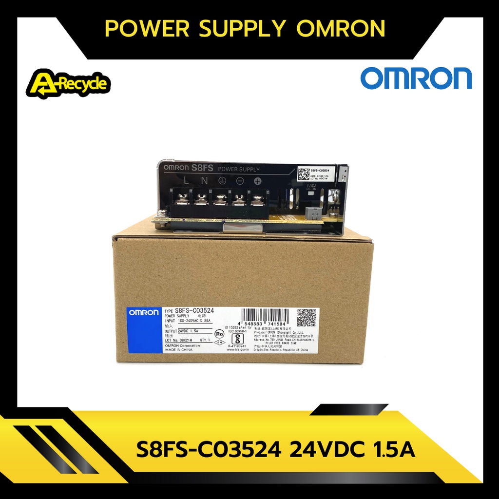 สวิตชิ่งเพาเวอร์ซัพพลาย Omron S8FS-C03524 35W เหมาะสำหรับการติดตั้งแบบเรล