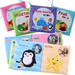 Babypartys หนังสือผ้า กันน้ำ เสริมพัฒนาการเด็ก หนังสือรูปภาพ มีเสียงกรอบแกรบ ของเล่นเด็ก