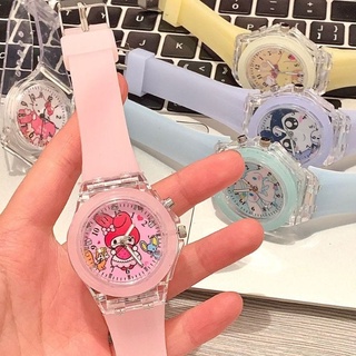 นาฬิกาข้อมือ ลายการ์ตูนดิสนีย์ Stellalou Linabell Melody Hello Kitty แบบเรืองแสง สีสันสดใส สําหรับเด็กนักเรียน