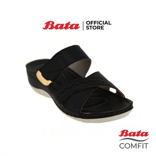 Bata COMFIT รองเท้าเพื่อสุขภาพเสริมส้นแบบสวม รองรับน้ำหนักเท้าได้ดี สูง 1 นิ้ว สำหรับผู้หญิง สีดำ รหัส 6616733