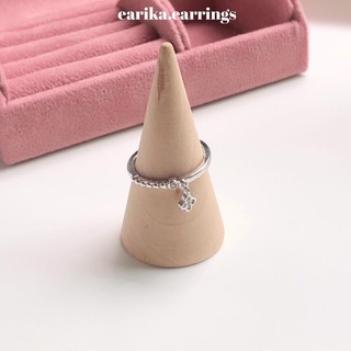 (กรอกโค้ด GG24P ลด 65.-) earika.earrings - diamond line clover ring แหวนเงินแท้ ฟรีไซส์ปรับขนาดได้