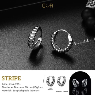 Our XX Stripe ต่างหูเจาะ วัสดุไทเทเนียมเกรดเครื่องมือแพทย์