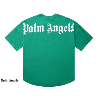 4187 เสื้อยืดลําลอง แฟชั่นสําหรับผู้ชาย ผู้หญิง แขนสั้น พิมพ์ลาย Palm angels green