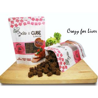 Bake a Cube by Bake n Bone - Pork liver ขนมสุนัขเกรดพรีเมียม ตับหมูบดอบแห้ง ลูกเต๋า (70g.)