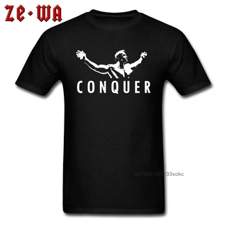 ใหม่ เสื้อยืดผ้าฝ้าย 100% พิมพ์ลายตัวอักษร Arnold Schwarzenegger Conquer เรียบง่าย ของขวัญวันพ่อ สําหรับผู้ชายS-5XL