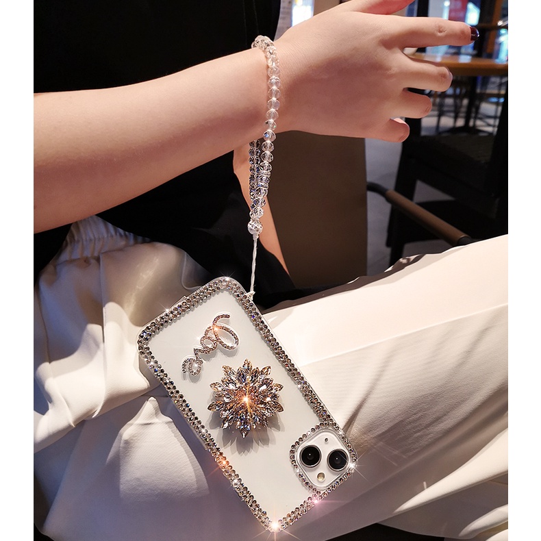 Bling เพชร GEM ดอกไม้ Love เคสโทรศัพท์สําหรับ iPhone 17 16 15 11 12 13 14 Pro Max 7 8 Plus X XR XS Max Glitter หรูหราคริสตัลสายโปร่งใส TPU ฝาหลัง - รูปที่ 2