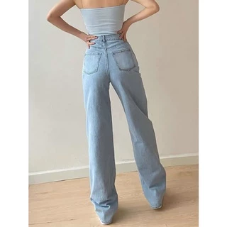 jeans 206 กางเกงยีนส์ผู้หญิง ทรงกระบอก เอวสูง กางเกงผู้หญิง