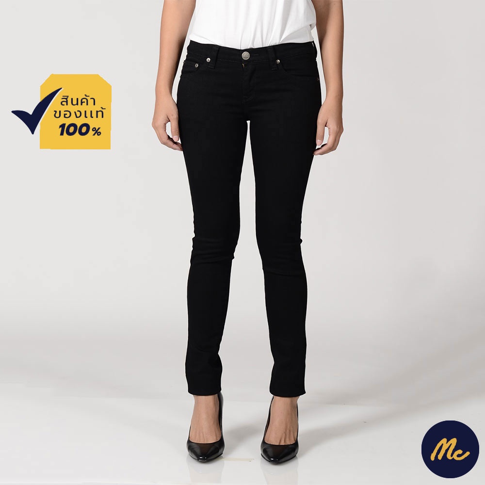 Mc JEANS (แม็คยีนส์) กางเกงยีนส์ผู้หญิง กางเกงยีนส์ทรงขาเดฟ เอวต่ำ Skinny Jeans สีดำ MBDP185