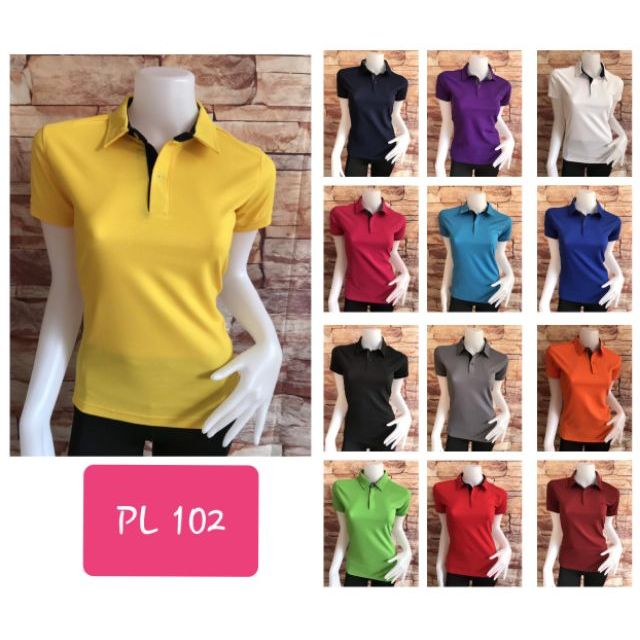 💡(ลดทันที 40.- ใช้โค้ด EMSCF6) PL102 เสื้อโปโลทรงแฟชั่น เสื้อโปโลผู้หญิง😆 มีเก็บปลายทาง😆มีบริการงานปัก