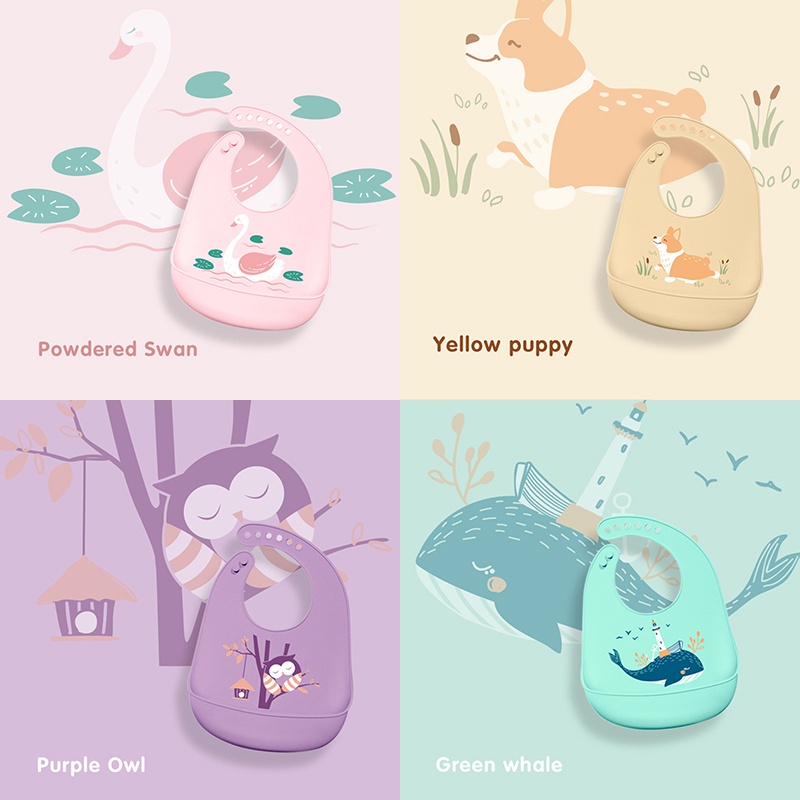 COD ผ้ากันเปื้อนซิลิโคนสำหรับเด็ก ผ้ากันน้ำลายเด็ก หมาะสำหรับเด็กอายุ 0-6ขวบ เอี๊ยมกันน้ำและทำความสะอาดง่า