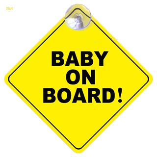 SUN BABY ON BOARD Yellow Reflective Warning Sign Stroller Safety Car Window Suction Cup Durable Sticker